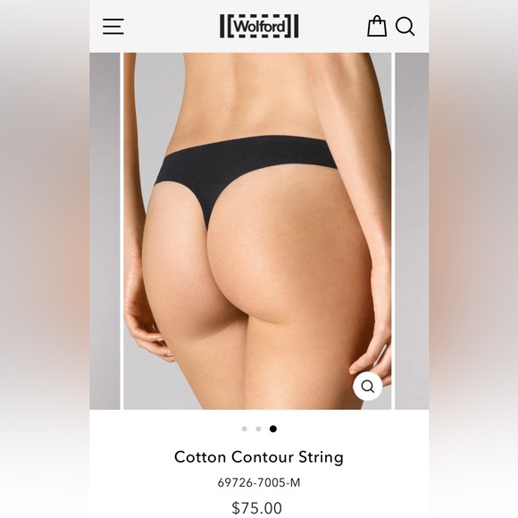 WOLFORD Black Cotton Contour String Thong - Picture 3 of 9